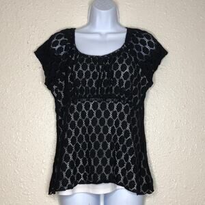 Requirements Blouse, Cap Sleeve, Black Dot Lace Shell size Large